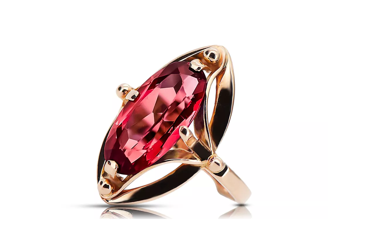 Originálny vinobranie 14K Produkt s ružovým zlatom Ruby Ring Vintage šperky VRC047R